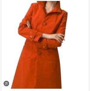 Tory Burch Jack Raincoat in Equestrian Orange NWT Size 14 designer rain coat …